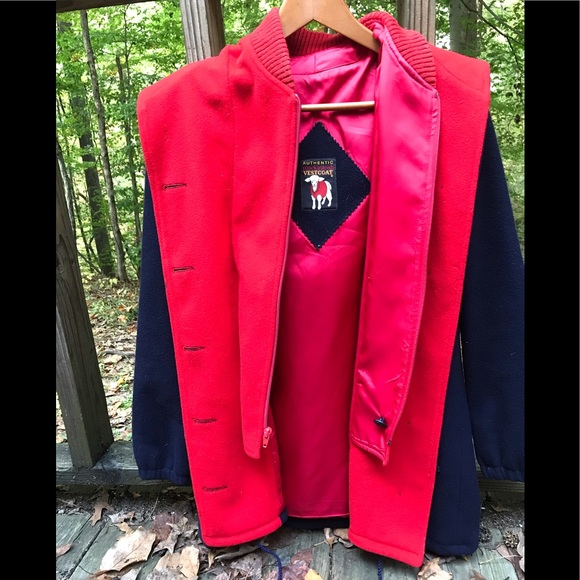 Mackintosh coat/vest red/ blue women's